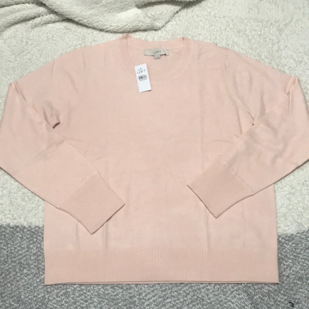 NWT - LOFT | Classic Light Pink Crew Neck Sweater | Size XL